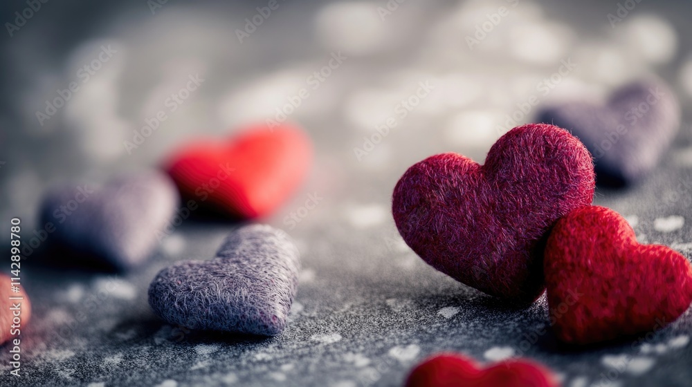 Fototapeta premium A close-up view of several heart-shaped bunches placed on a table, great for romantic or Valentine's Day-themed projects