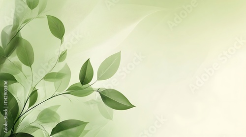 Delicate Green Leaves and Abstract Background Design