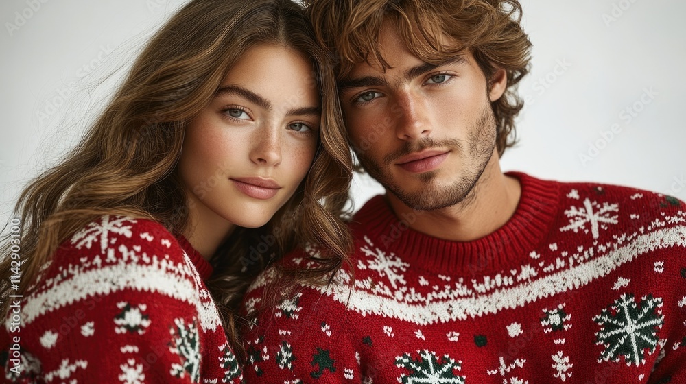 A man and a woman wearing unconventional attire, perfect for creative projects or conceptual art A man and a woman wearing unconventional attire, perfect for creative projects or conceptual art
