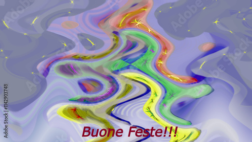 Sfondo astratto con forme e colori con scritta buone feste photo