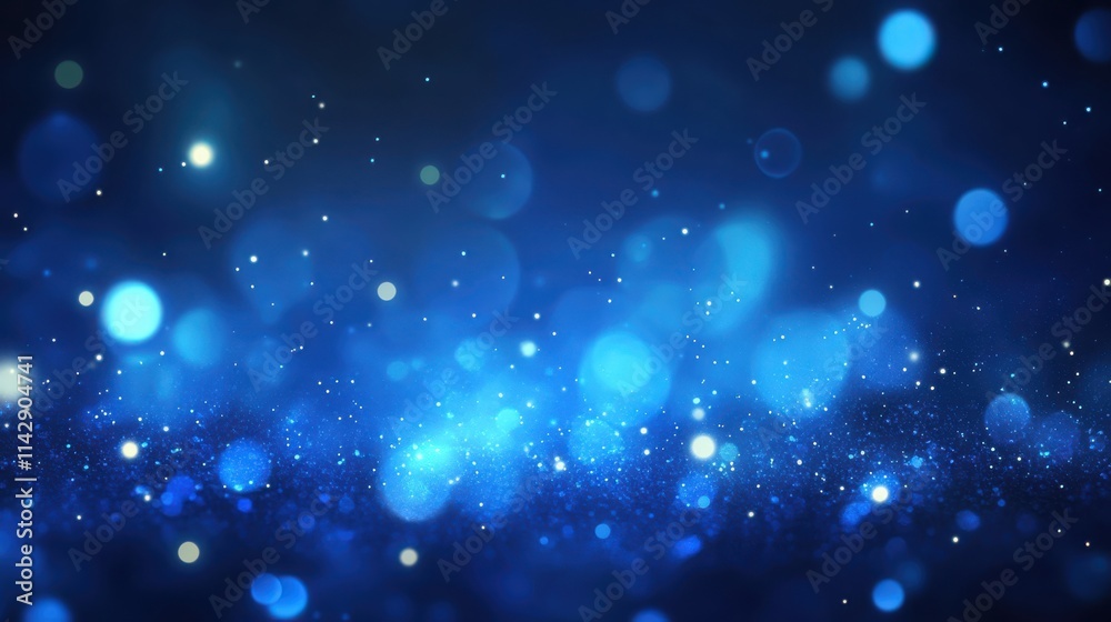 Fototapeta premium Abstract Blue Sparkle Background With Bokeh Lights