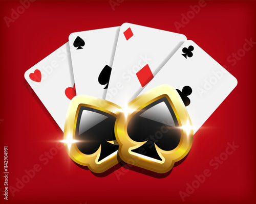Cards fan with card suits icon. Vector clipart.