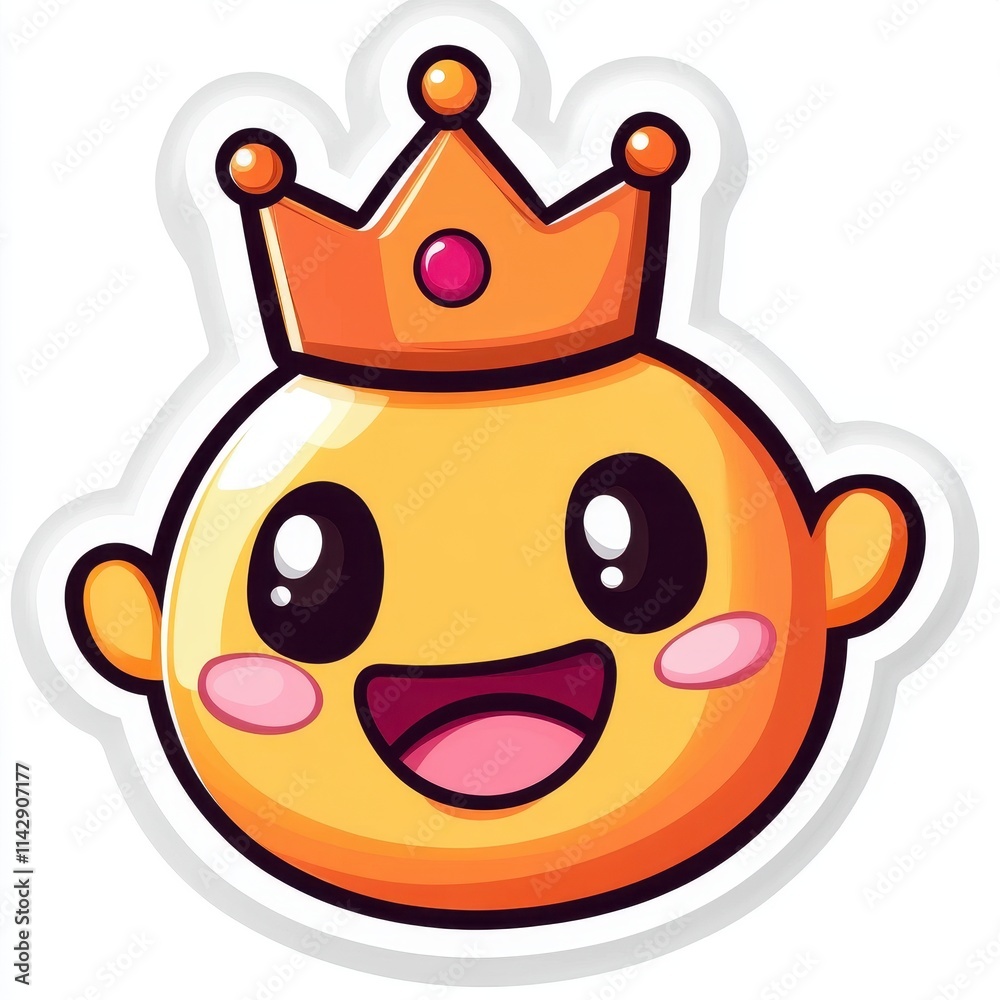 Cute smiling crown cartoon character with happy face and bright cheerful expression, fun royalty illustration for kids and celebrations Cute smiling crown cartoon character with happy face and bright cheerful expression, fun royalty illustration for kids and celebrations
