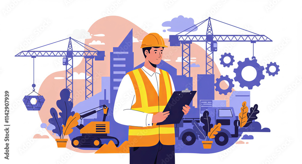 Structural engineer and foreman worker with touch pad discuss, plan working for the outdoors building construction site. Structural engineer and foreman worker with touch pad discuss, plan working for the outdoors building construction site.