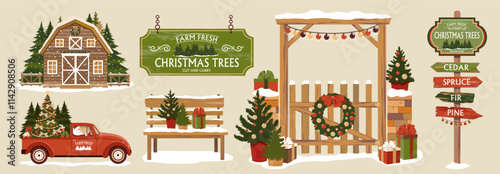 FARM CHRISTMAS TREE SET