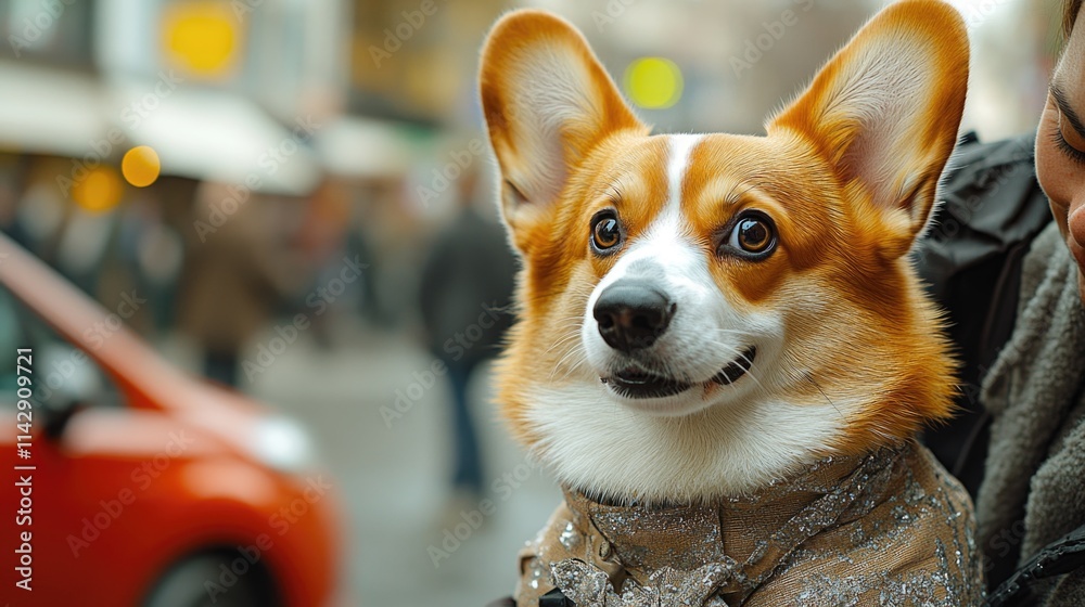 A brown and white dog is shown wearing a scarf, the image can be used for various occasions such as fashion, lifestyle, or pet-related themes A brown and white dog is shown wearing a scarf, the image can be used for various occasions such as fashion, lifestyle, or pet-related themes