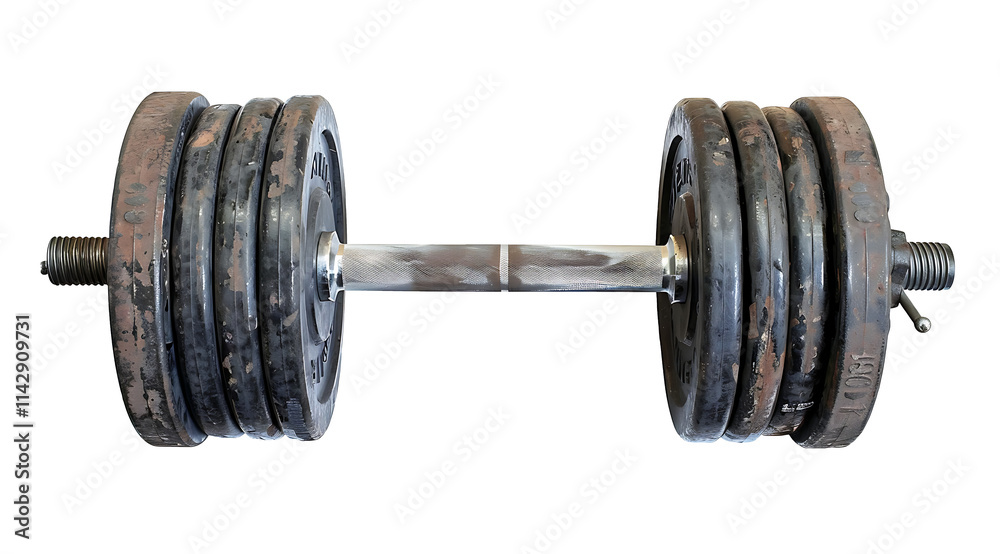 Naklejka premium Black isolated barbell on transparent background. PNG