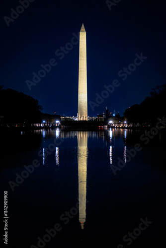 washington state monument at night