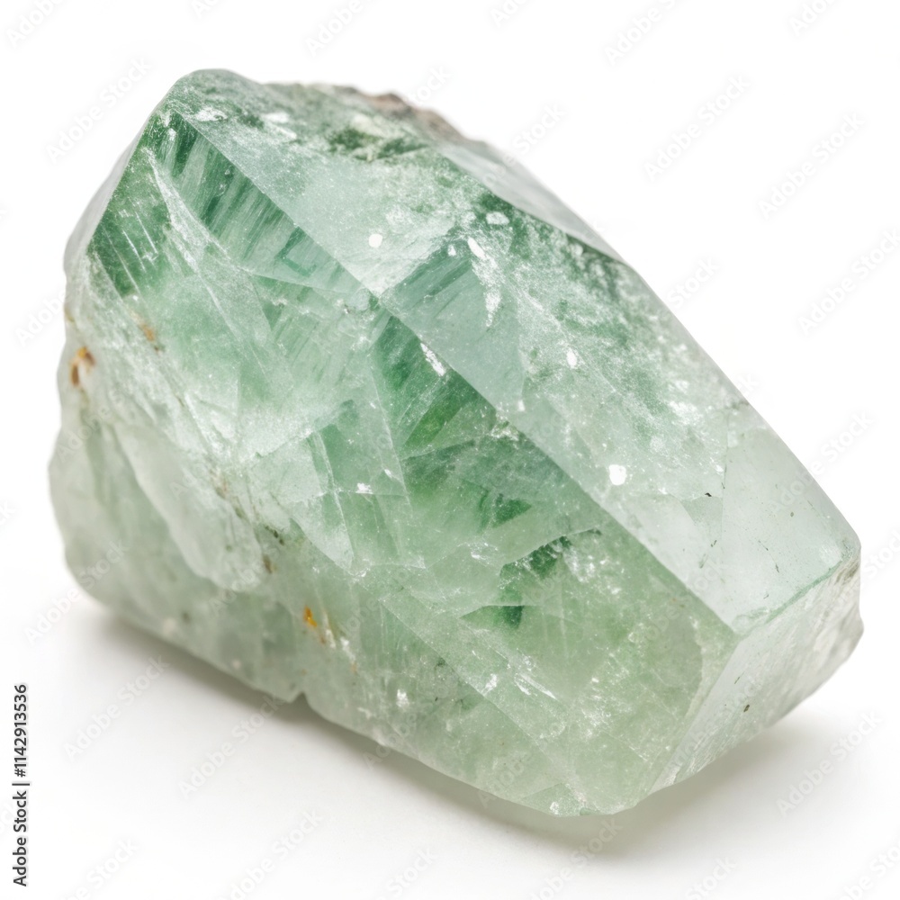 prasiolite isolated, white background
