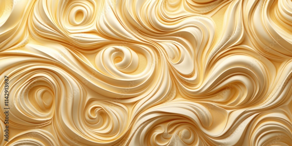 Abstract texture featuring smooth, flowing cream puff swirls in golden and creamy tones with elegant curves Abstract texture featuring smooth, flowing cream puff swirls in golden and creamy tones with elegant curves