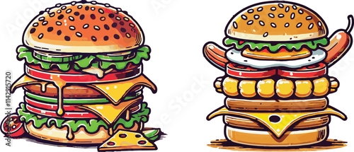 Hamburger vector art illustration. hamburger vector icon.