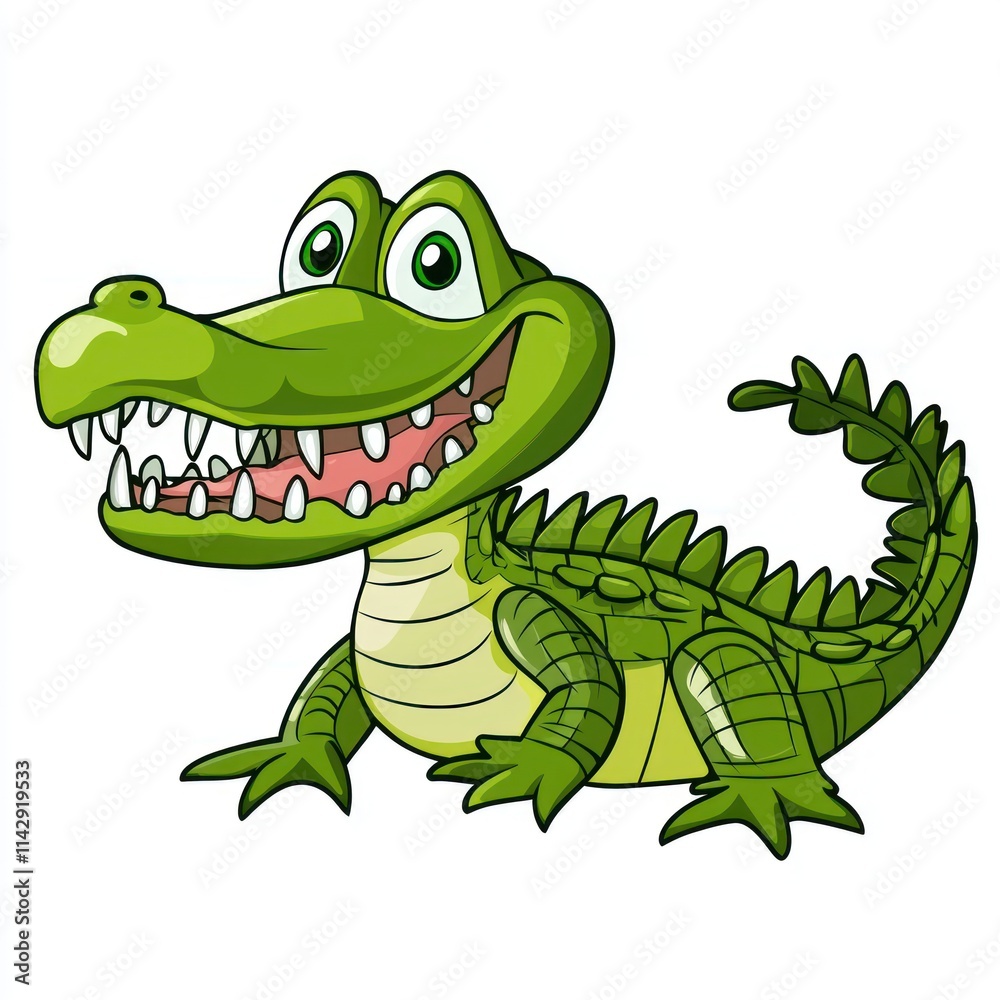 Fototapeta premium Playful cartoon crocodile jungle illustration fun bright colors whimsical design