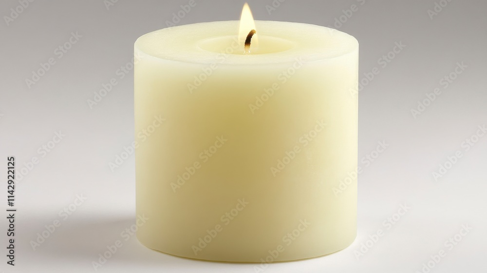 Simple and Elegant White Candle with Soft Flame Illuminating a Calm Background, Perfect for Creating a Relaxing Atmosphere in Any Setting Simple and Elegant White Candle with Soft Flame Illuminating a Calm Background, Perfect for Creating a Relaxing Atmosphere in Any Setting
