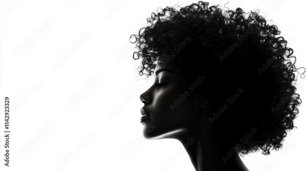silhouette of an african american woman with curly hair, casually poised against a crisp white background, exuding confidence and grace silhouette of an african american woman with curly hair, casually poised against a crisp white background, exuding confidence and grace