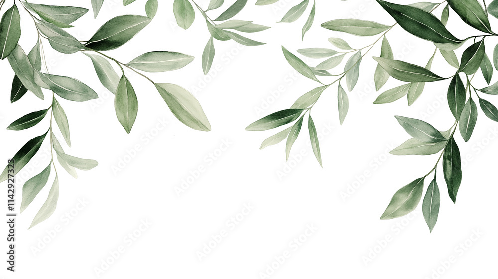 Naklejka premium Olive branch plant herbs leaf isolated on white background
