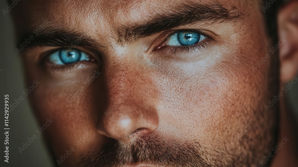 striking portrait of a man with piercing blue eyes, exuding confidence and depth, framed by a soft, neutral background that enhances his features striking portrait of a man with piercing blue eyes, exuding confidence and depth, framed by a soft, neutral background that enhances his features