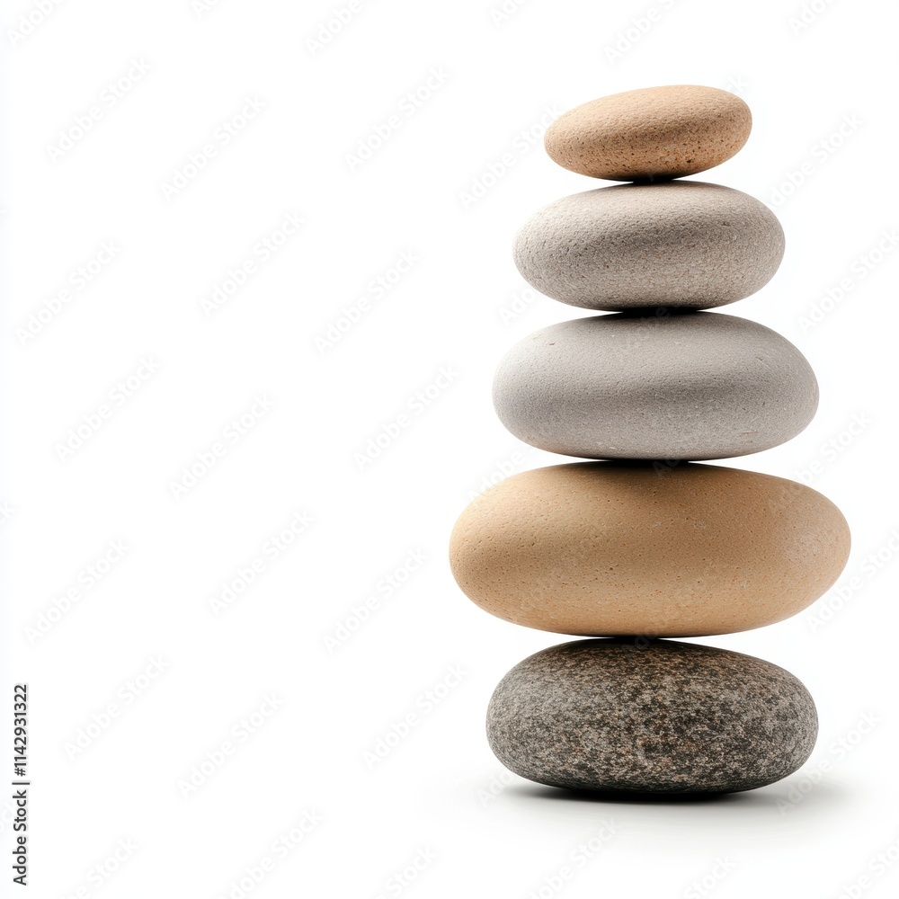 A serene stack of smooth stones symbolizes balance and harmony against a minimalist background. A serene stack of smooth stones symbolizes balance and harmony against a minimalist background.