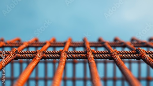 Rusty Rebar Grid Construction Site Detail Closeup photo