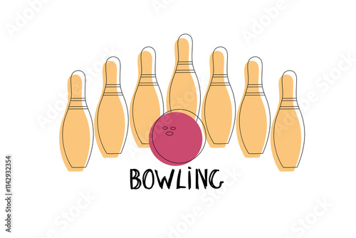 Bowling Ball Surrounded by Pins