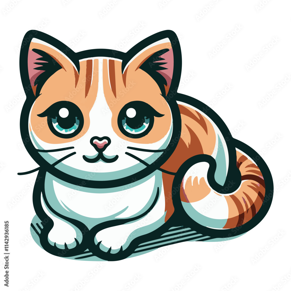Fototapeta premium An illustration of a cat with a vibrant tail and a vibrant backdrop