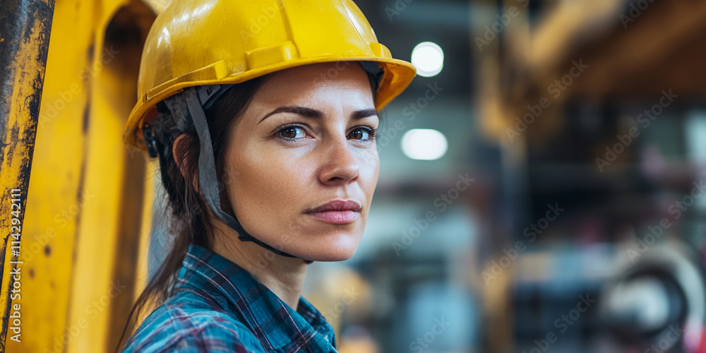 Construction worker in a hard hat at a job site