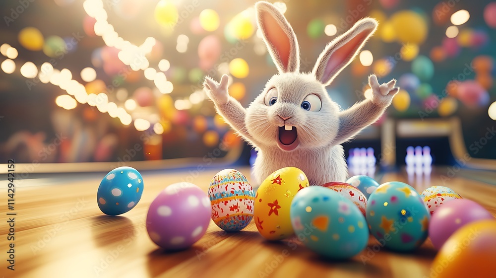 custom made wallpaper toronto digitalHappy Easter Bunny Surrounded By Colorful Easter Eggs
