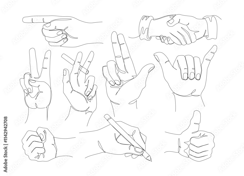 Fototapeta premium OneLine_Hand Gestures