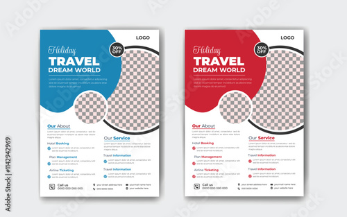 
Travel flyer brochure continent with holiday 
