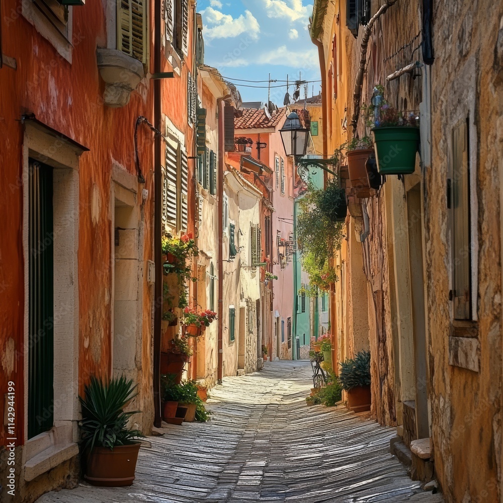Obraz premium Street in Rovinj, Croatia's old town