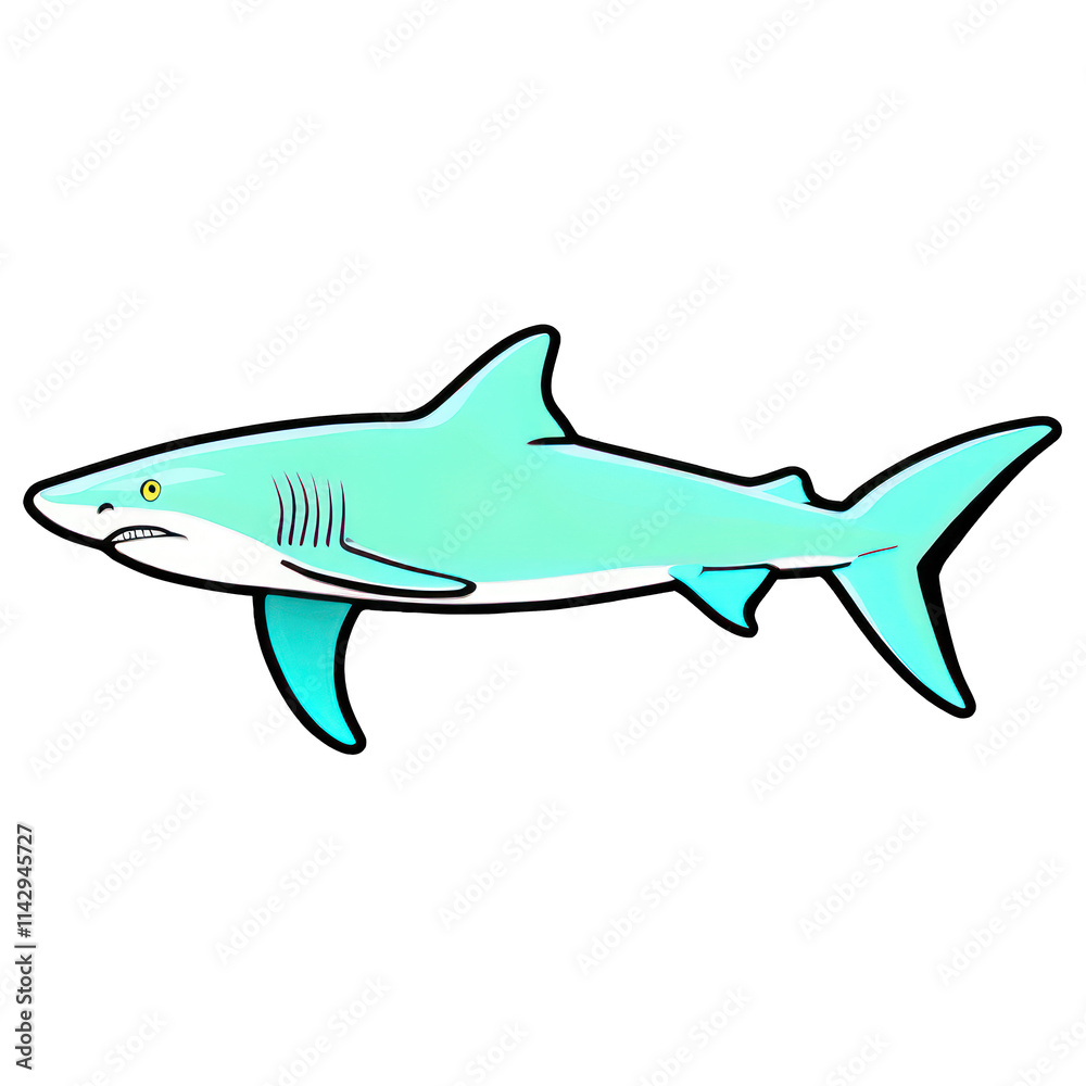 Cartoon Blue Shark Swimming Illustration PNG Cartoon Blue Shark Swimming Illustration PNG