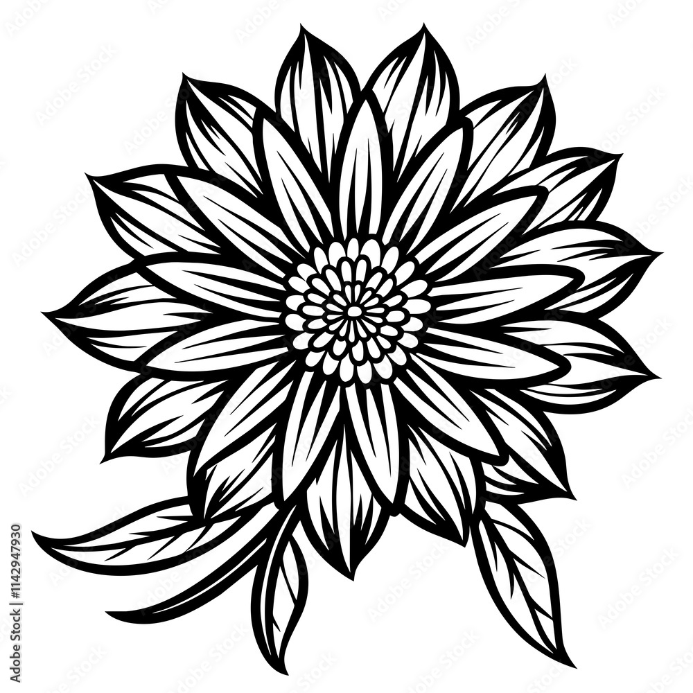 black and white flower vector