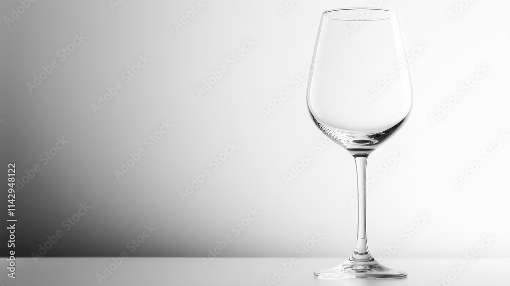 Elegant Clear Wine Glass on Minimalistic Table with Soft Lighting and Subtle Gradient Background, Perfect for Beverage Photography or Home Decor Visuals Elegant Clear Wine Glass on Minimalistic Table with Soft Lighting and Subtle Gradient Background, Perfect for Beverage Photography or Home Decor Visuals