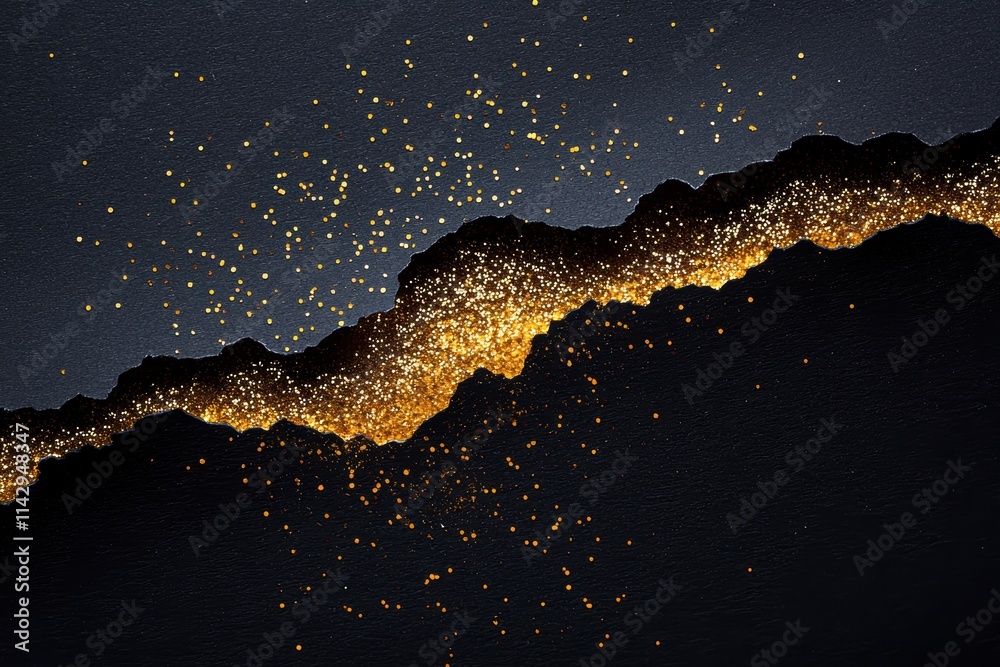 Fototapeta premium Luxurious Holiday Design with Torn Black Paper and Glitter Texture for Festive Promotions