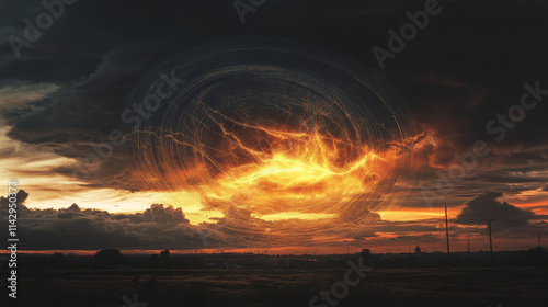 Mesospheric Cloud Sunset Electric Field Surrealism
