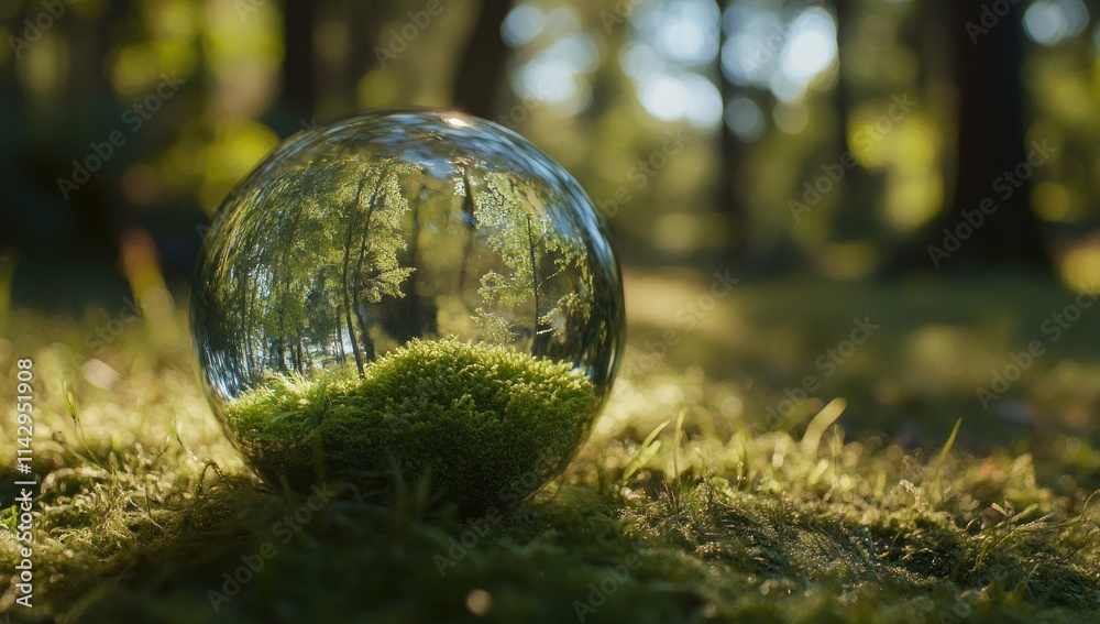 Nature's Miniature World: A Crystal Ball Reflecting Forest Serenity Nature's Miniature World: A Crystal Ball Reflecting Forest Serenity