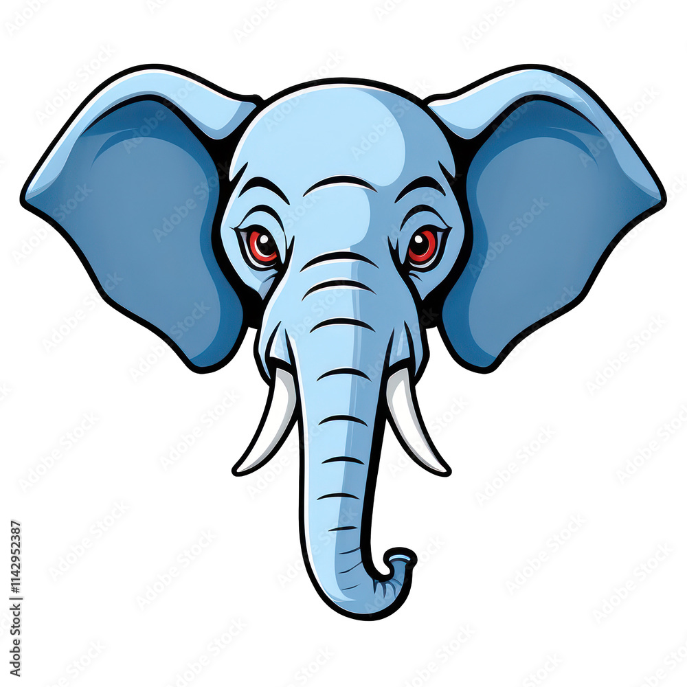 Cute Cartoon Elephant Face with Blue Skin PNG Cute Cartoon Elephant Face with Blue Skin PNG