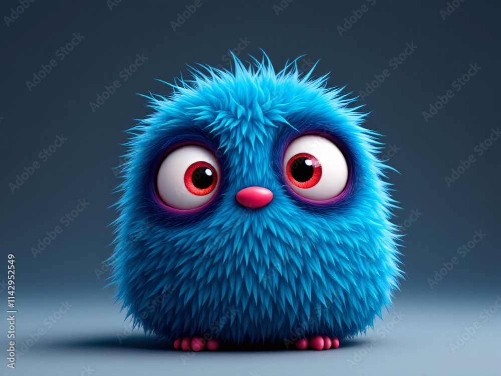 Fototapeta premium A funny furry blue monster 
