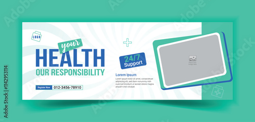 Health care facebook cover banner template design
