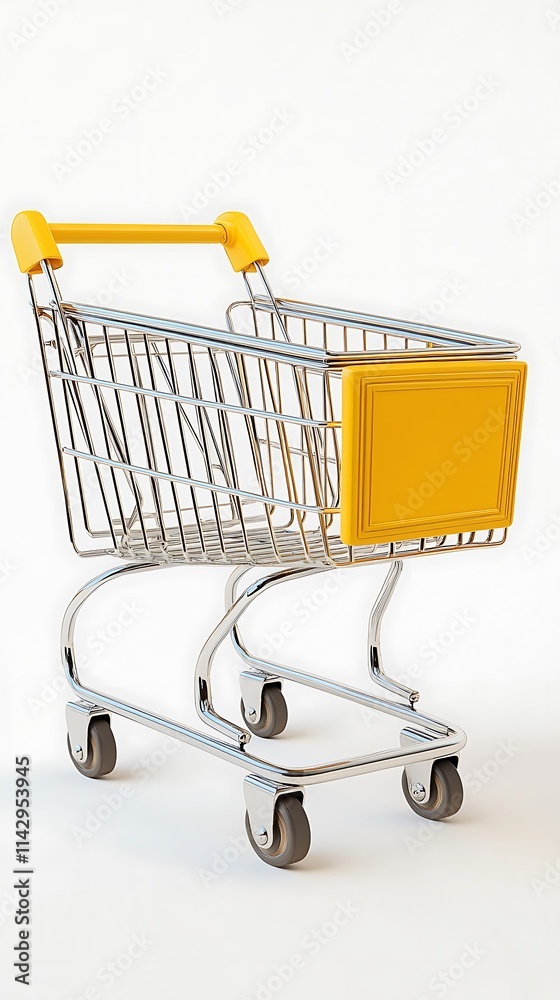 Empty Shopping Cart on White Background: A Minimalist Representation of Consumerism Empty Shopping Cart on White Background: A Minimalist Representation of Consumerism
