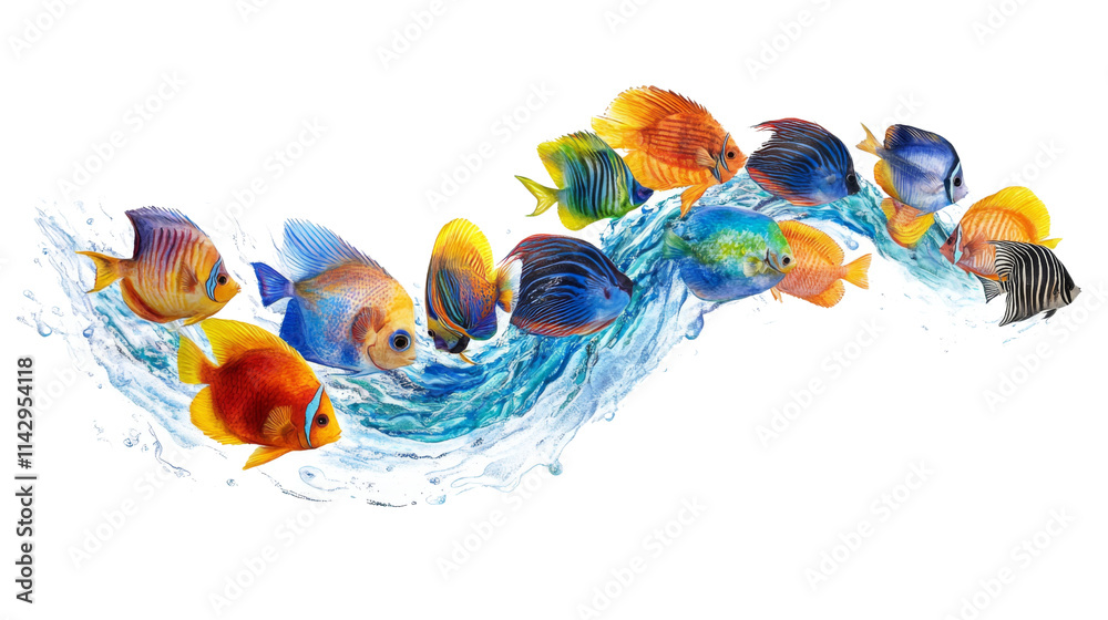Fototapeta premium School of fish, transparent background