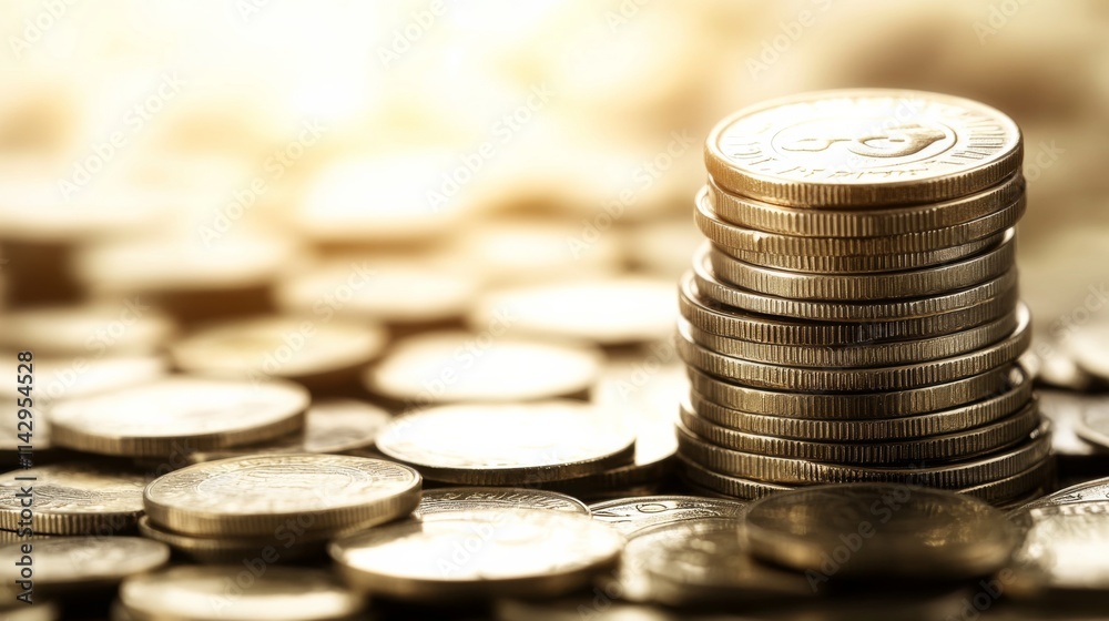 Bright Minimalist Isolated Background with Coins Bright Minimalist Isolated Background with Coins