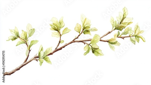watercolor clipart of a tree branch, beautifully illustrated with delicate details and natural hues, perfect for botanical designs and nature themes