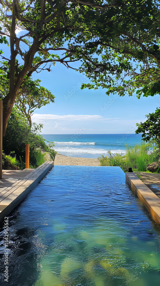 Obraz premium Oceanview Infinity Pool: Tropical Paradise Relaxation