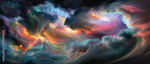 Polar Mesospheric Clouds, Vibrant Details, Mesmerizing Shapes, Digital Graphic, Noctilucent Clouds