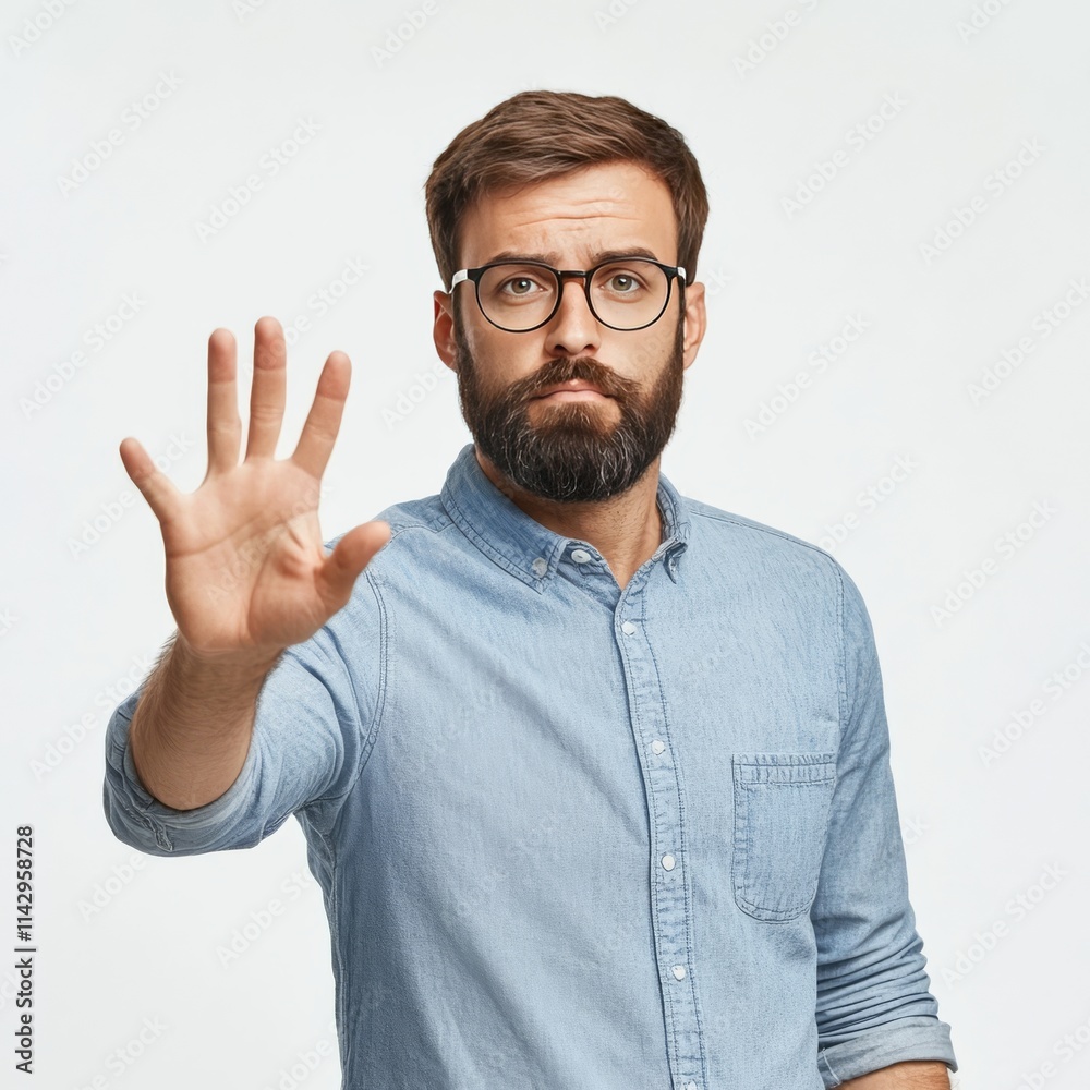Bearded worker rejects help, wants vacation time. Bearded worker rejects help, wants vacation time.