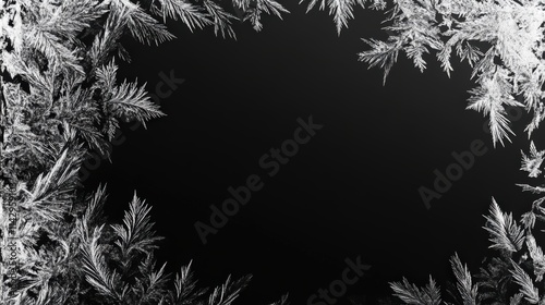 Wallpaper Mural Frosted glass creates intricate crystalline patterns on a black background showcasing nature's icy artistry Torontodigital.ca