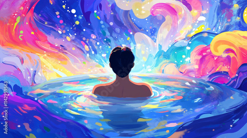 Colorful Bath, Relaxation, Wellness, Abstract Art, Digital Painting