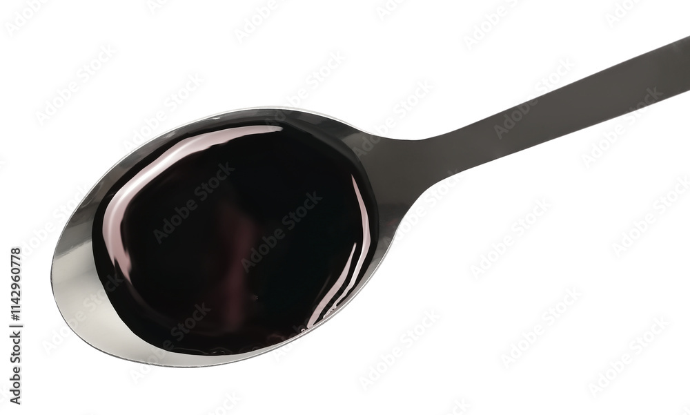 Balsamic vinegar in metal spoon isolated on white, top view
Balsamic vinegar in metal spoon isolated on white, top view