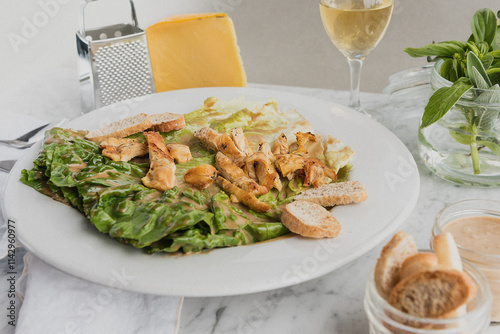 caesar salad fresh, close up