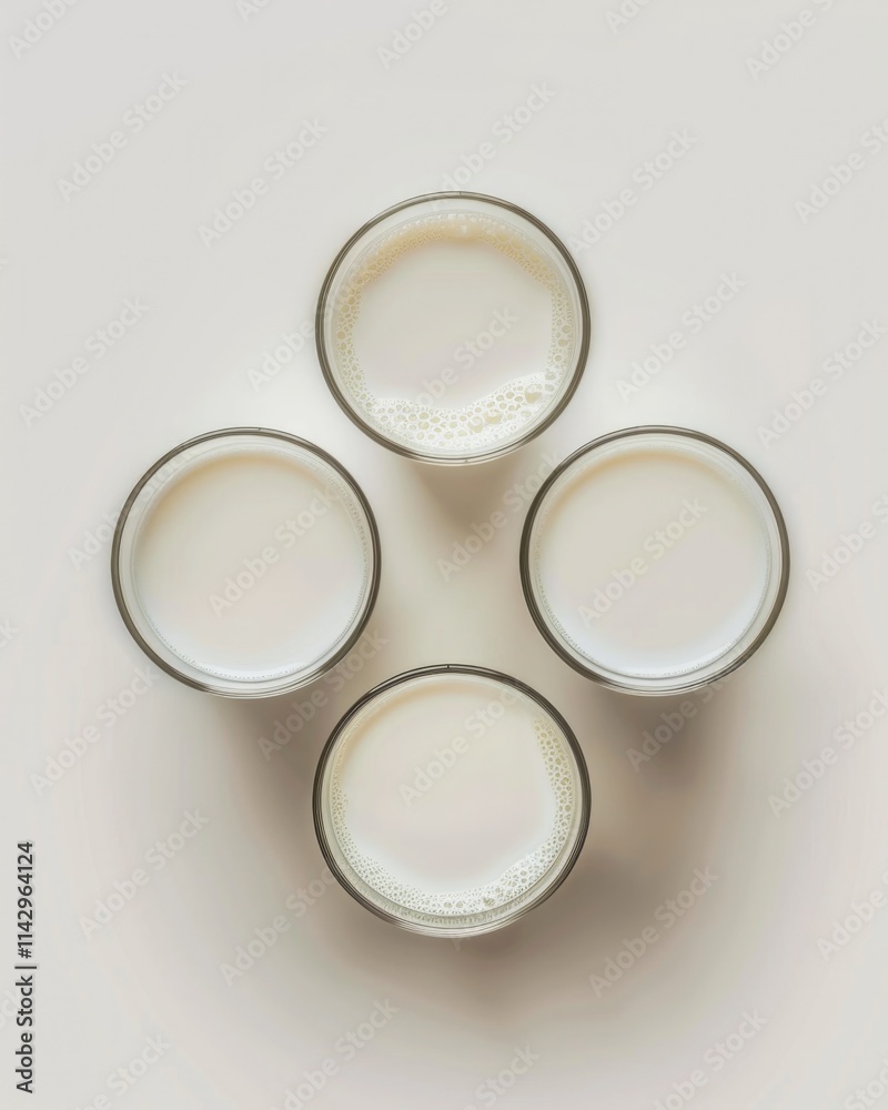 Dairy Top View. Fresh Glass of Milk Isolated on White Background Dairy Top View. Fresh Glass of Milk Isolated on White Background